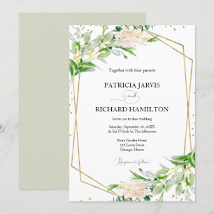 Invitation Mariage Géométrique Élégant Moderne avec Verdure