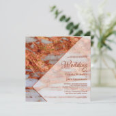 Invitation Mariage géométrique en marbre de cuivre élégant (Debout devant)
