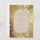 Invitation Mariage géométrique en or métallique et beige (Devant)