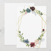 Invitation Mariage géométrique et fleurs (Devant / Derrière)