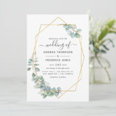 Invitation Mariage géométrique eucalyptus (Debout devant)