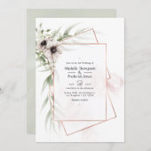 Invitation Mariage géométrique Eucalyptus (Devant / Derrière)