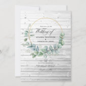 Invitation Mariage géométrique eucalyptus de grange rustique (Devant)