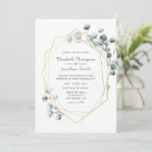 Invitation Mariage géométrique Eucalyptus Silver Sage (Debout devant)