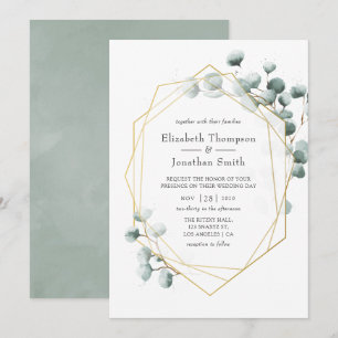 Invitation Mariage géométrique Eucalyptus Silver Sage