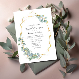 Invitation Mariage géométrique eucalyptus Silver Sage