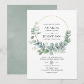 Invitation Mariage géométrique Eucalyptus Silver Sage (Devant / Derrière)