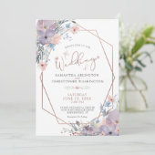 Invitation Mariage géométrique Fleur sauvage aquarelle (Debout devant)