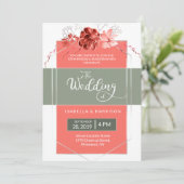 Invitation Mariage géométrique floral moderne de Coral Sage 2 (Debout devant)