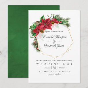 Invitation Mariage géométrique floral Noël aquarelle