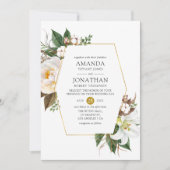 Invitation Mariage géométrique Floral Or (Devant)