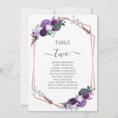 Invitation Mariage géométrique floral pourpre Numéros de tabl (Dos)