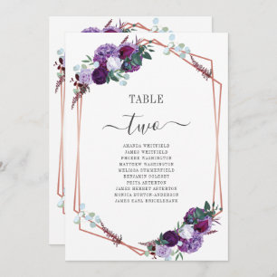 Invitation Mariage géométrique floral pourpre Numéros de tabl