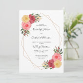 Invitation Mariage géométrique floral Rose poussiéreux (Debout devant)