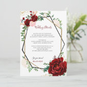 Invitation Mariage géométrique Gold et Merlot moderne Inserti (Debout devant)