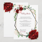 Invitation Mariage géométrique Gold et Merlot moderne Inserti (Devant / Derrière)