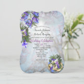 Invitation Mariage géométrique Gold & Jacaranda Fleurs (Debout devant)