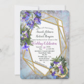 Invitation Mariage géométrique Gold & Jacaranda Fleurs (Devant)