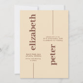 Invitation Mariage géométrique les années 70 rétro Brown supe (Devant)