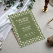 Invitation Mariage géométrique les années 70 rétros vert