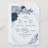 Invitation mariage géométrique marine et bleu poussiéreux (Devant)