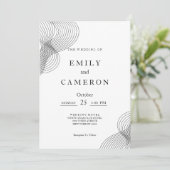 Invitation Mariage géométrique minimaliste blanc noir (Debout devant)