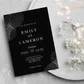 Invitation Mariage géométrique minimaliste noir blanc