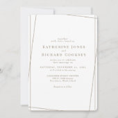 Invitation Mariage géométrique moderne blanc et or (Devant)