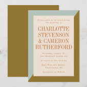 Invitation Mariage Géométrique Moderne Bleu Clair et Olive (Devant / Derrière)