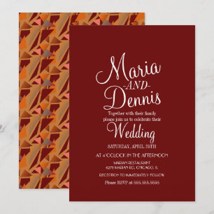 Invitation Mariage Géométrique Moderne Couleur Burgundy