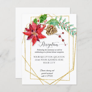 Invitation Mariage géométrique moderne de Noël Rouge Floral O