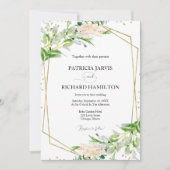 Invitation Mariage Géométrique Moderne Élégant de Verdure (Devant)