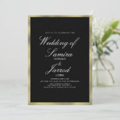 Invitation Mariage géométrique moderne Faux Gold Black (Debout devant)