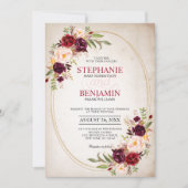 Invitation Mariage géométrique moderne Floral de la Marine Ro (Devant)
