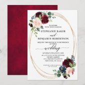 Invitation Mariage géométrique moderne Floral de la Marine Ro (Devant / Derrière)