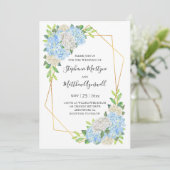 Invitation Mariage géométrique moderne Hydrangea White Roses (Debout devant)