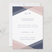 Invitation Mariage géométrique moderne Monogramme Navy & Blus (Devant)