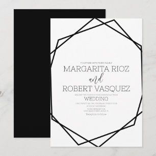 Invitation Mariage géométrique moderne noir blanc