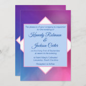 Invitation Mariage géométrique moderne rose et bleu (Devant / Derrière)