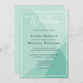 Invitation Mariage géométrique moderne vert Mint (Devant / Derrière)