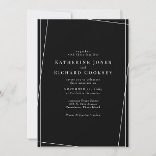 Invitation Mariage Géométrique N&B Contemporain Sans Parents