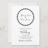 Invitation Mariage géométrique noir à cadre circulaire du coe (Devant)