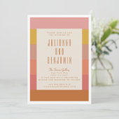 Invitation Mariage géométrique Orange et Jaune (Debout devant)