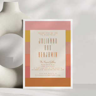 Invitation Mariage géométrique Orange et Jaune