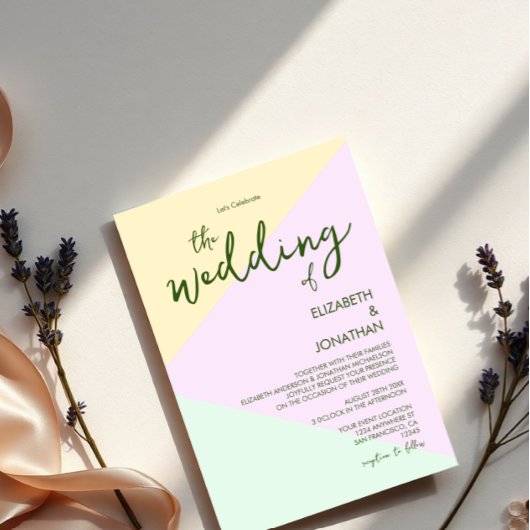 Invitation Mariage Géométrique Pastel Atténué