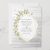 Invitation Mariage géométrique QR Code RSVP avec verdure rust (Devant)