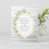 Invitation Mariage géométrique QR Code RSVP avec verdure rust (Debout devant)