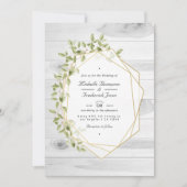 Invitation Mariage géométrique QR Code RSVP avec verdure rust (Devant)