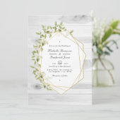 Invitation Mariage géométrique QR Code RSVP avec verdure rust (Debout devant)