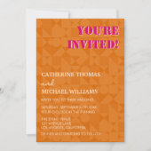 Invitation Mariage géométrique rose et orange moderne (Devant)